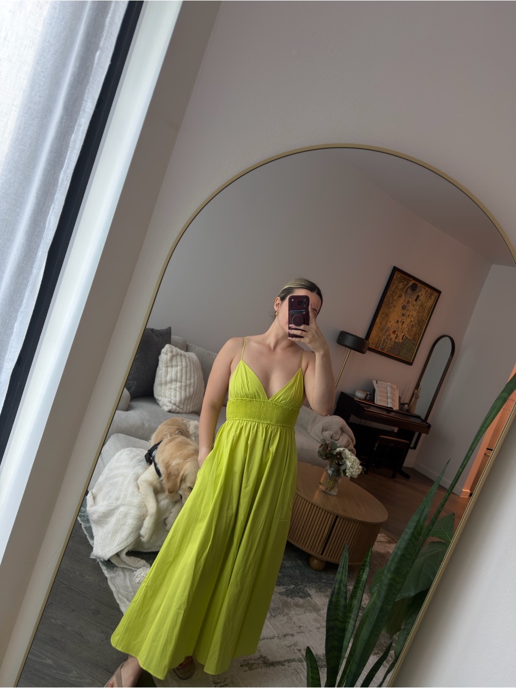 Zara Lime Green Spaghetti Strap Maxi Dress